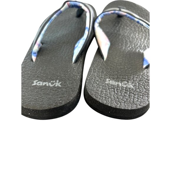 Sanuk Girls Flip Flops Black/Multi Size 2/3 - Picture 2 of 6